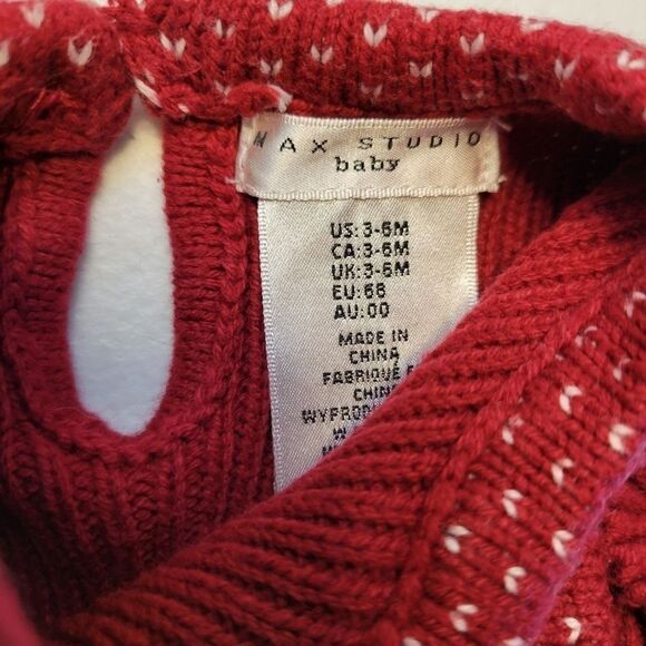 MAX Studio Baby Red Knit Dress with Ruffled shoulder 3-6mo - Picture 4 of 7
